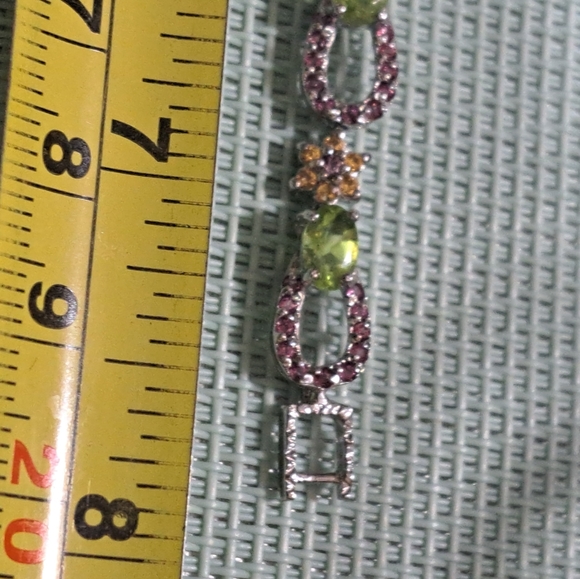 Unheated Oval peridot,Rhodolite,sapphire 7.5" 14 kwgp over sterling silver NWOT - Picture 10 of 10